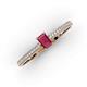 3 - Serina Classic Emerald Cut Rhodolite Garnet and Round Diamond 3 Row Shank Engagement Ring 