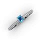 3 - Serina Classic Emerald Cut Blue Topaz and Round Diamond 3 Row Shank Engagement Ring 