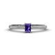 1 - Serina Classic Emerald Cut Iolite and Round Diamond 3 Row Shank Engagement Ring 