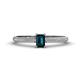 1 - Serina Classic Emerald Cut London Blue Topaz and Round Diamond 3 Row Shank Engagement Ring 