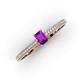 3 - Serina Classic Emerald Cut Amethyst and Round Diamond 3 Row Shank Engagement Ring 