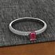 2 - Serina Classic Emerald Cut Rhodolite Garnet and Round Diamond 3 Row Shank Engagement Ring 