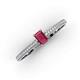 3 - Serina Classic Emerald Cut Rhodolite Garnet and Round Diamond 3 Row Shank Engagement Ring 