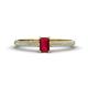 1 - Serina Classic Emerald Cut Ruby and Round Diamond 3 Row Shank Engagement Ring 
