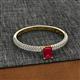 2 - Serina Classic Emerald Cut Ruby and Round Diamond 3 Row Shank Engagement Ring 