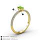 4 - Serina Classic Emerald Cut Peridot and Round Diamond 3 Row Shank Engagement Ring 