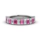1 - Alaya Emerald Cut Pink Sapphire and Diamond 14 Stone Wedding Band 
