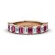 1 - Alaya Emerald Cut Pink Tourmaline and Diamond 14 Stone Wedding Band 