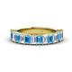 1 - Alaya Emerald Cut Blue Topaz and Diamond 14 Stone Wedding Band 