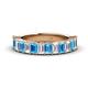 1 - Alaya Emerald Cut Blue Topaz and Diamond 14 Stone Wedding Band 
