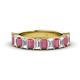 1 - Alaya Emerald Cut Rhodolite Garnet and Diamond 14 Stone Wedding Band 