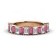 1 - Alaya Emerald Cut Rhodolite Garnet and Diamond 14 Stone Wedding Band 