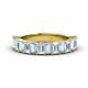 1 - Alaya Emerald Cut Aquamarine and Diamond 14 Stone Wedding Band 