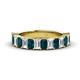 1 - Alaya Emerald Cut London Blue Topaz and Diamond 14 Stone Wedding Band 