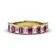 1 - Alaya Emerald Cut Pink Tourmaline and Diamond 14 Stone Wedding Band 