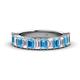 1 - Alaya Emerald Cut Blue Topaz and Diamond 14 Stone Wedding Band 