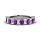 1 - Alaya Emerald Cut Amethyst and Diamond 14 Stone Wedding Band 