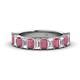 1 - Alaya Emerald Cut Rhodolite Garnet and Diamond 14 Stone Wedding Band 