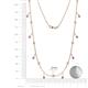 4 - Belina (17 Stn/2mm) Round Pink Tourmaline and Diamond Drop Station Necklace 