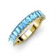 4 - Alaya Emerald Cut Blue Topaz 14 Stone Wedding Band 