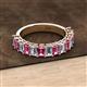 2 - Alaya Emerald Cut Pink Tourmaline and Diamond 14 Stone Wedding Band 