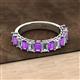 2 - Alaya Emerald Cut Amethyst and Diamond 14 Stone Wedding Band 