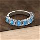 2 - Alaya Emerald Cut Blue Topaz and Diamond 14 Stone Wedding Band 
