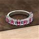 2 - Alaya Emerald Cut Pink Tourmaline and Diamond 14 Stone Wedding Band 