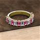 2 - Alaya Emerald Cut Pink Tourmaline and Diamond 14 Stone Wedding Band 