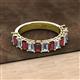 2 - Alaya Emerald Cut Red Garnet and Diamond 14 Stone Wedding Band 