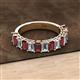 2 - Alaya Emerald Cut Red Garnet and Diamond 14 Stone Wedding Band 