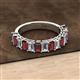 2 - Alaya Emerald Cut Red Garnet and Diamond 14 Stone Wedding Band 