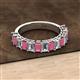 2 - Alaya Emerald Cut Rhodolite Garnet and Diamond 14 Stone Wedding Band 