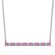 1 - Noya 2.50 mm Round Pink Sapphire and Diamond Horizontal Bar Pendant Necklace 