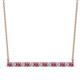 1 - Noya 2.50 mm Round Pink Tourmaline and Diamond Horizontal Bar Pendant Necklace 