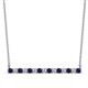 1 - Noya 2.50 mm Round Blue Sapphire and Diamond Horizontal Bar Pendant Necklace 