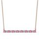 1 - Noya 2.50 mm Round Pink Sapphire and Diamond Horizontal Bar Pendant Necklace 