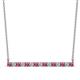 1 - Noya 2.50 mm Round Pink Tourmaline and Lab Grown Diamond Horizontal Bar Pendant Necklace 