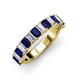 3 - Alaya Emerald Cut Blue Sapphire and Diamond 14 Stone Wedding Band 