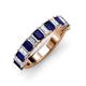 3 - Alaya Emerald Cut Blue Sapphire and Diamond 14 Stone Wedding Band 