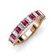 3 - Alaya Emerald Cut Pink Tourmaline and Diamond 14 Stone Wedding Band 
