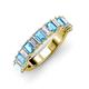 3 - Alaya Emerald Cut Blue Topaz and Diamond 14 Stone Wedding Band 