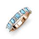 3 - Alaya Emerald Cut Blue Topaz and Diamond 14 Stone Wedding Band 