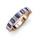 3 - Alaya Emerald Cut Iolite and Diamond 14 Stone Wedding Band 