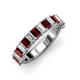 3 - Alaya Emerald Cut Red Garnet and Diamond 14 Stone Wedding Band 