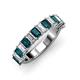 3 - Alaya Emerald Cut London Blue Topaz and Diamond 14 Stone Wedding Band 