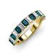 3 - Alaya Emerald Cut London Blue Topaz and Diamond 14 Stone Wedding Band 