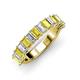 3 - Alaya Emerald Cut Yellow Sapphire and Diamond 14 Stone Wedding Band 