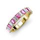 3 - Alaya Emerald Cut Pink Sapphire and Diamond 14 Stone Wedding Band 