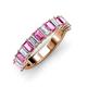 3 - Alaya Emerald Cut Pink Sapphire and Diamond 14 Stone Wedding Band 